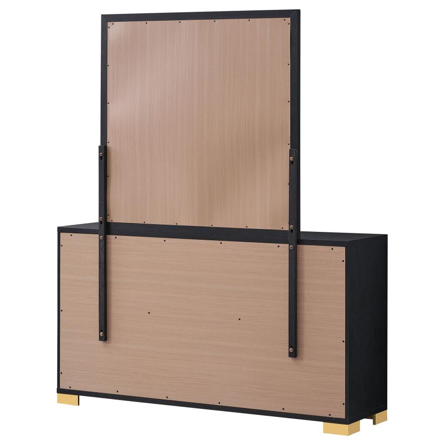 Marceline 6-drawer Dresser with Mirror Black view 7