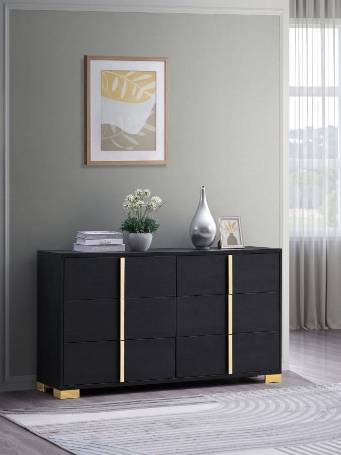 Marceline 6-drawer Dresser Black view 2