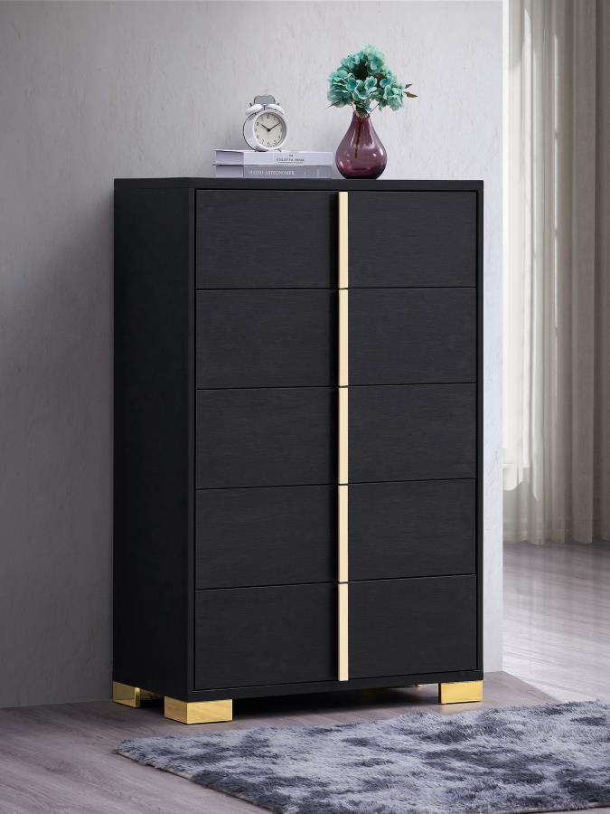 Marceline 5-drawer Bedroom Chest Black view 2