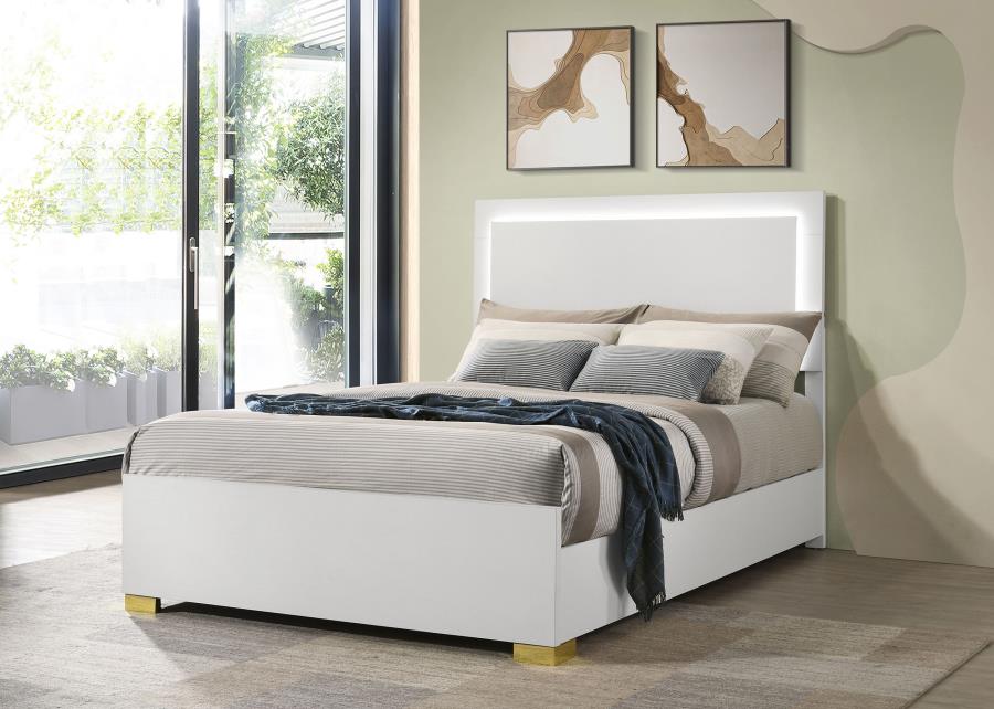 Marceline Wood Full LED Panel Bed White view 2
