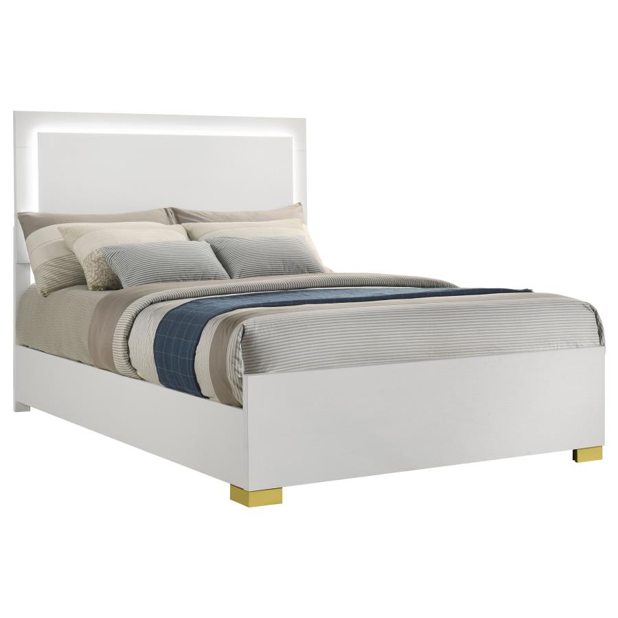 Marceline Wood Full LED Panel Bed White view 3
