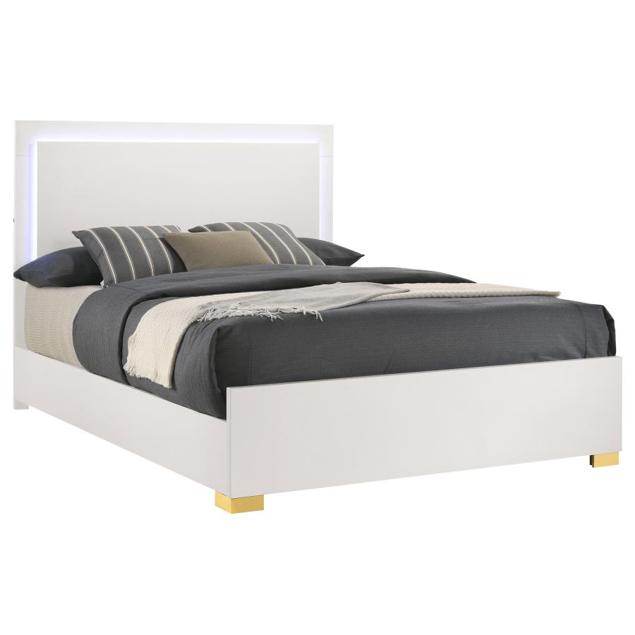 Marceline Wood Queen LED Panel Bed White view 3