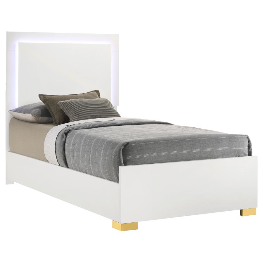 Marceline Wood Twin LED Panel Bed White view 3