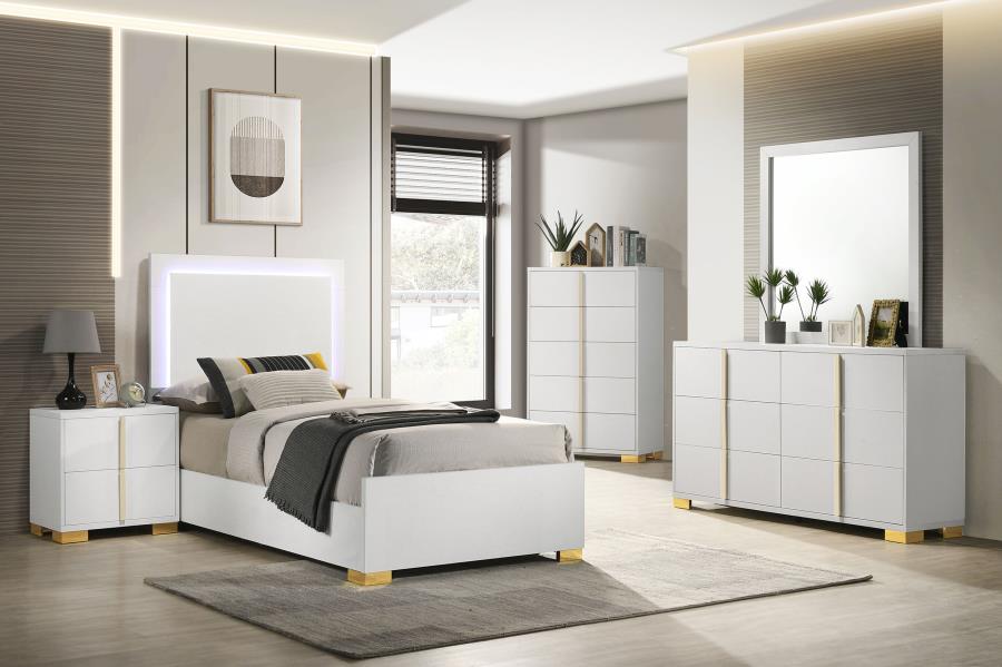 Marceline Wood Twin LED Panel Bed White view 7