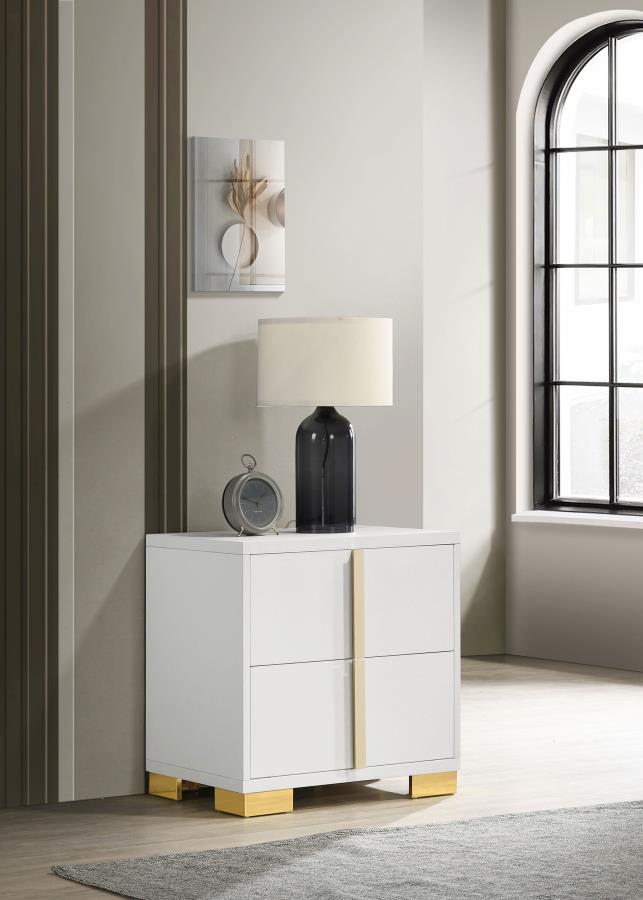 Marceline 2-drawer Nightstand White view 2