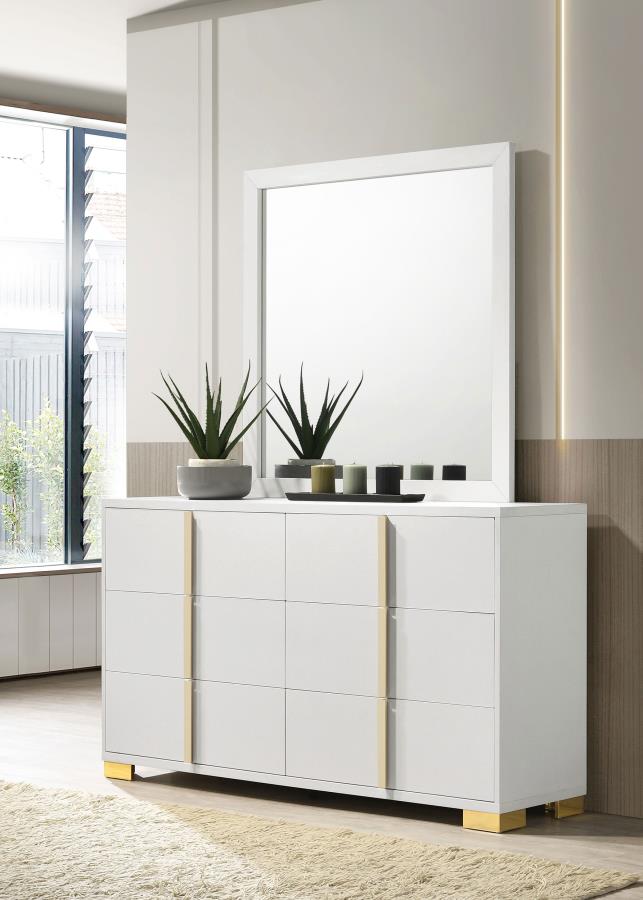 Marceline 6-drawer Dresser with Mirror White view 2