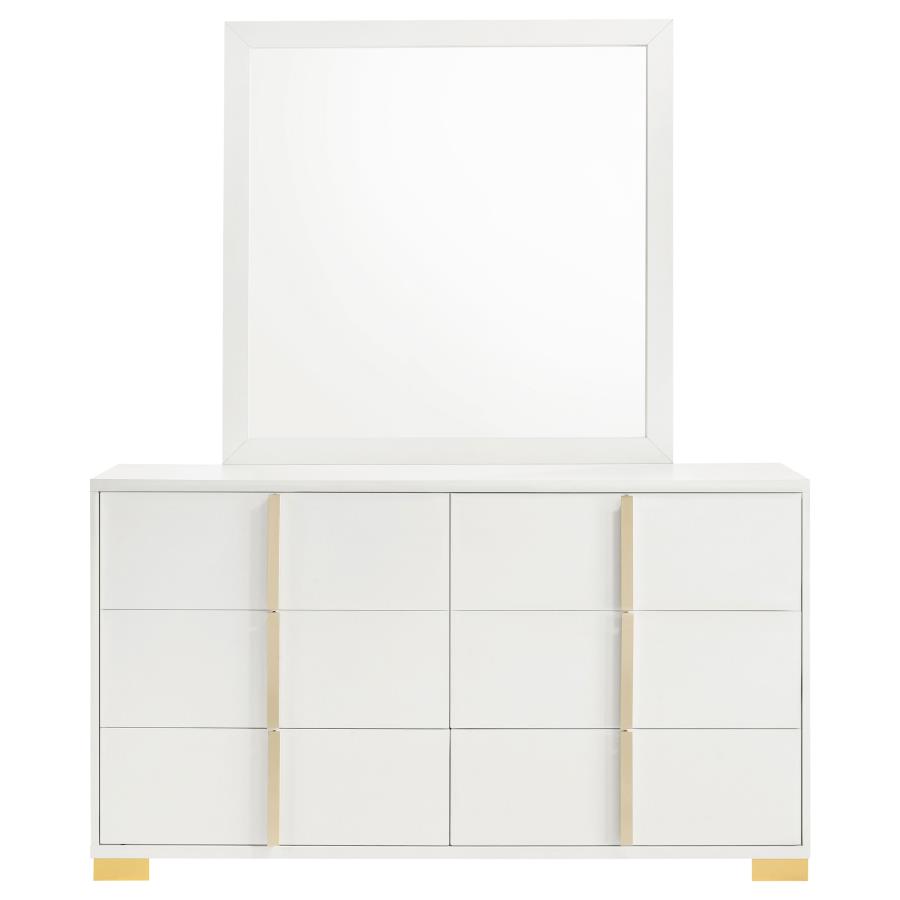 Marceline 6-drawer Dresser with Mirror White view 3