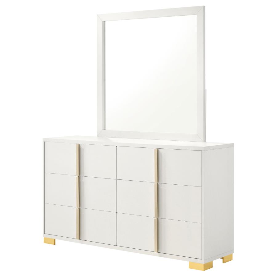 Marceline 6-drawer Dresser with Mirror White view 4