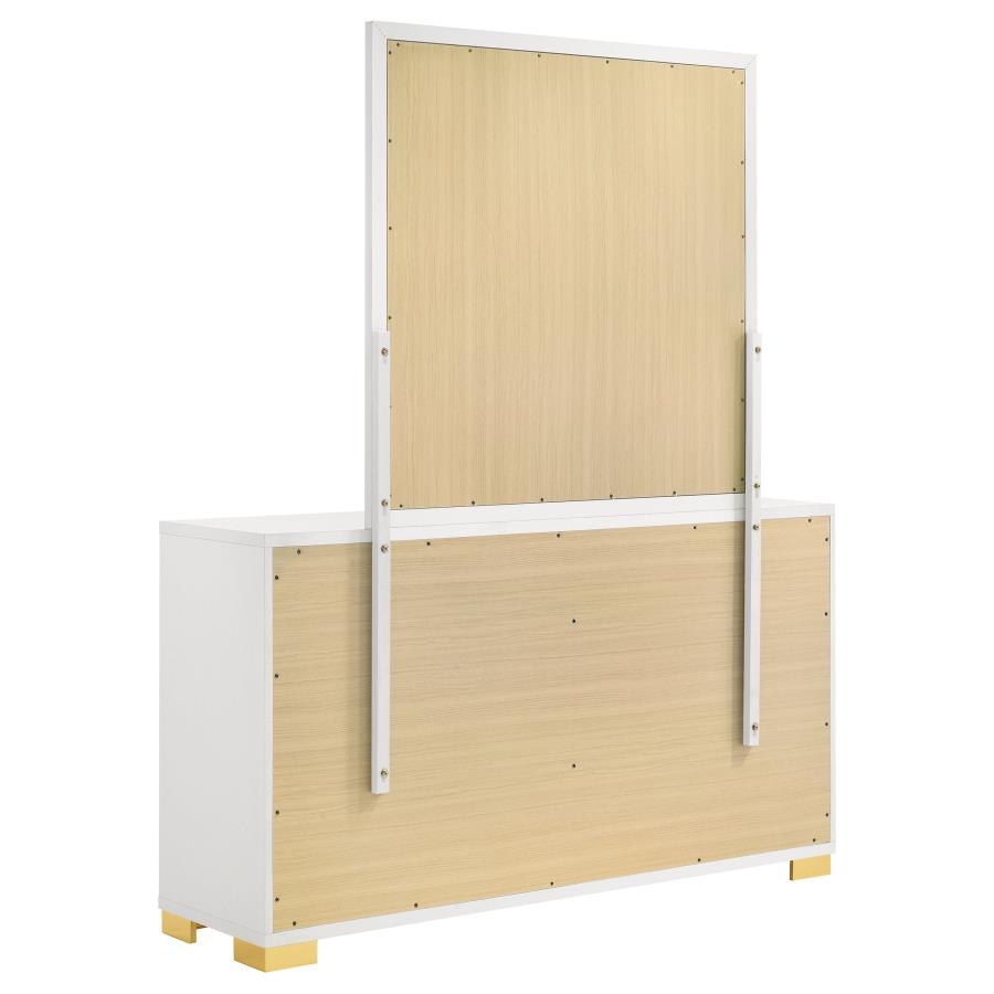Marceline 6-drawer Dresser with Mirror White view 6