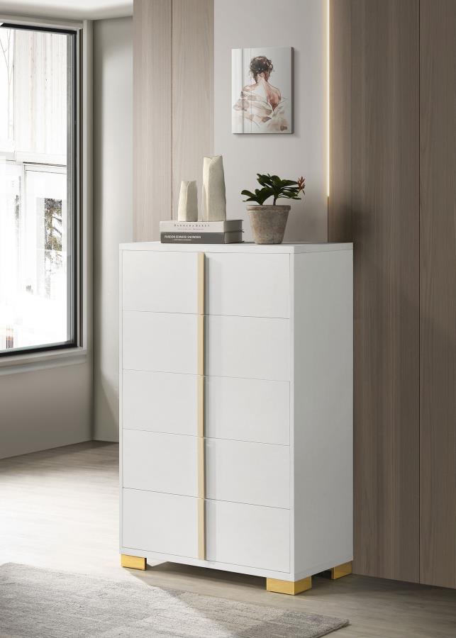 Marceline 5-drawer Bedroom Chest White view 2