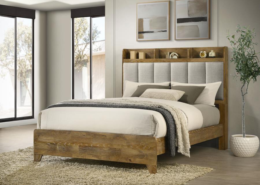Henderson 57-inch Eastern King Bookcase Panel Bed Medium Oak view 2