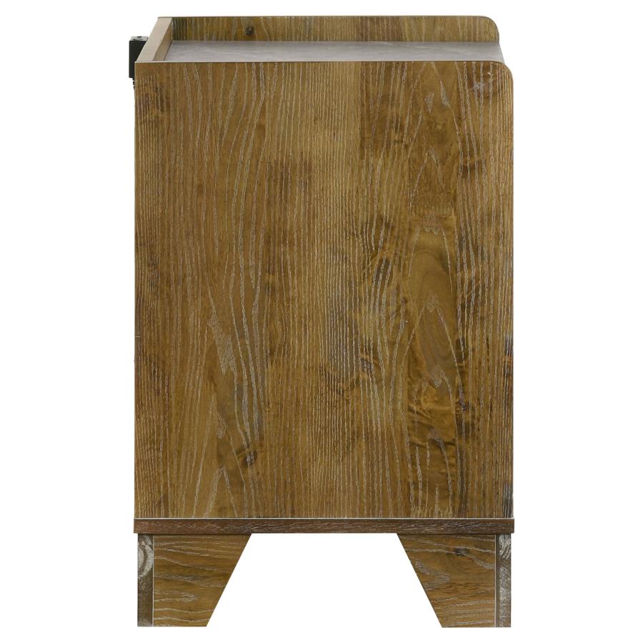 Henderson 1-drawer LED Nightstand Bedside Table Medium Oak view 6