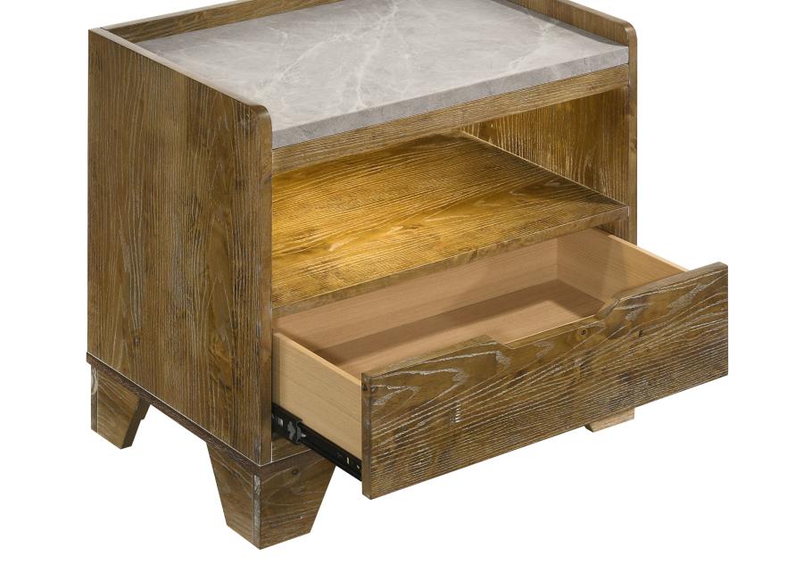 Henderson 1-drawer LED Nightstand Bedside Table Medium Oak view 7