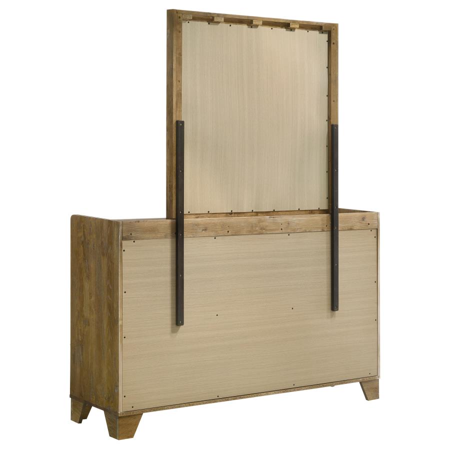 Henderson 6-drawer Bedroom Dresser with Mirror Medium Oak view 4