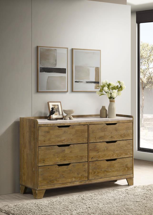 Henderson 6-drawer Bedroom Dresser Cabinet Medium Oak view 2