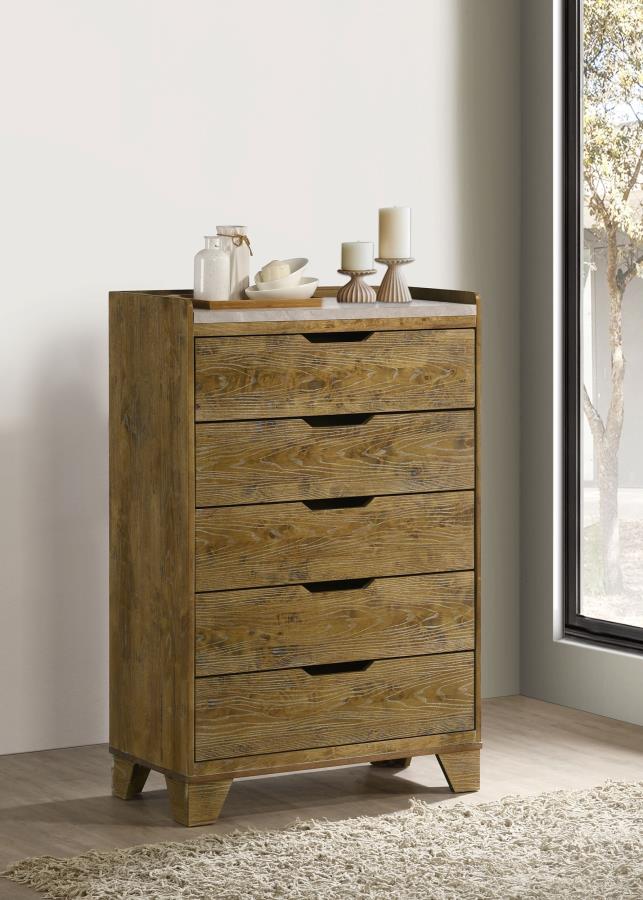 Henderson 5-drawer Bedroom Chest of Drawers Medium Oak view 2