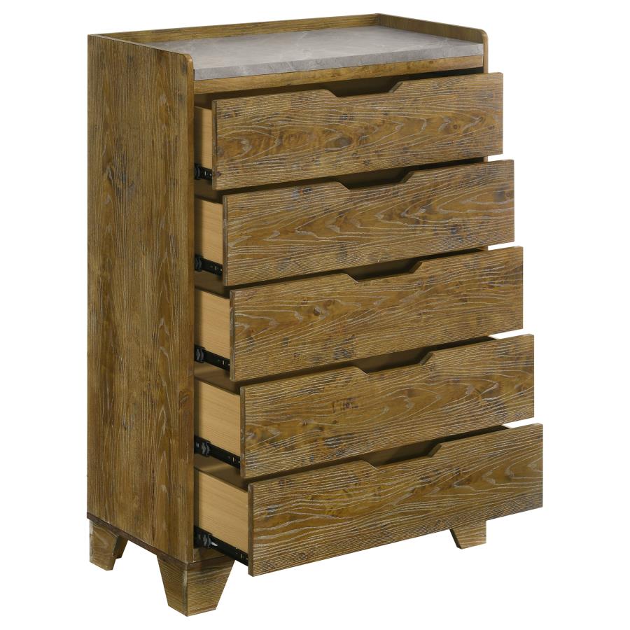 Henderson 5-drawer Bedroom Chest of Drawers Medium Oak view 7