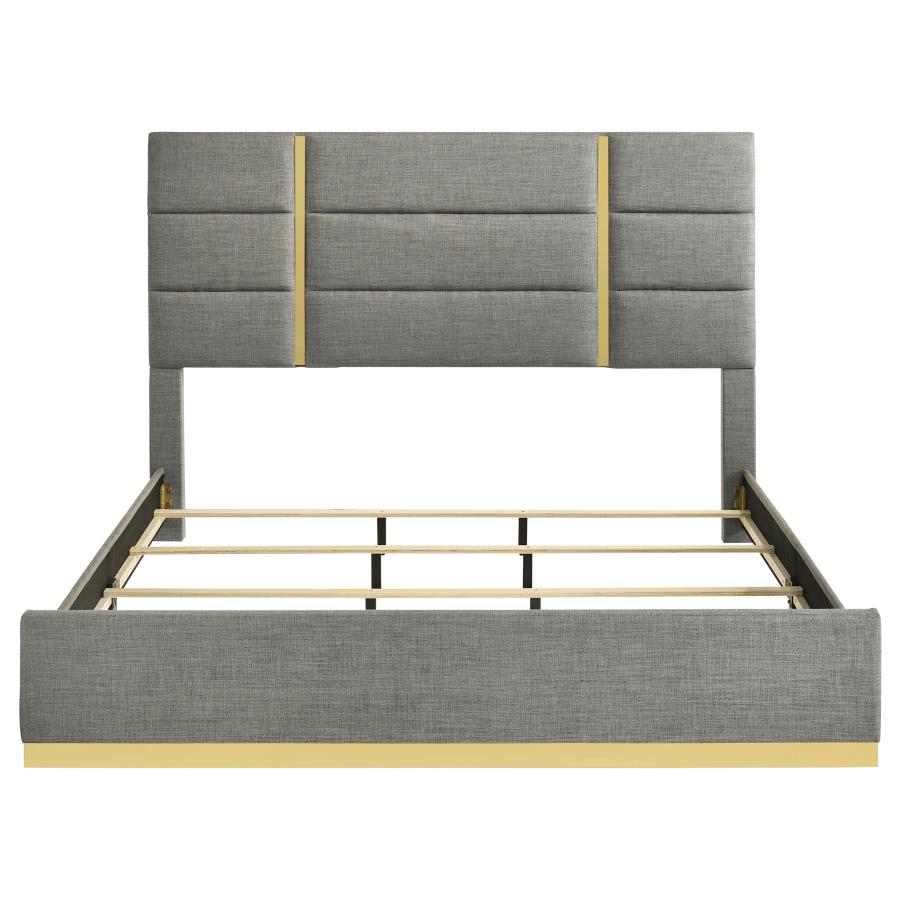 Ines 56-inch Fabric Upholstered Eastern King Panel Bed Grey view 4