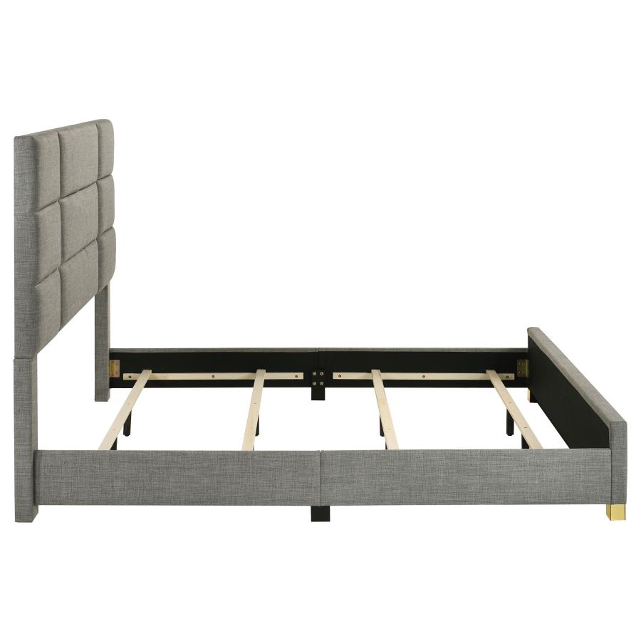 Ines 56-inch Fabric Upholstered Eastern King Panel Bed Grey view 6