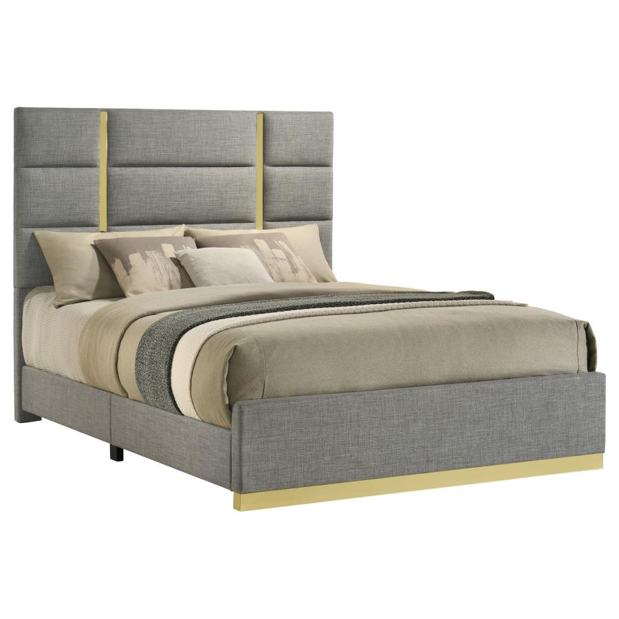 Ines 56-inch Fabric Upholstered Queen Panel Bed Grey view 3