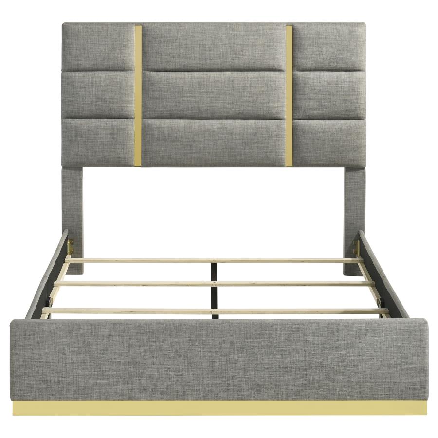Ines 56-inch Fabric Upholstered Queen Panel Bed Grey view 4