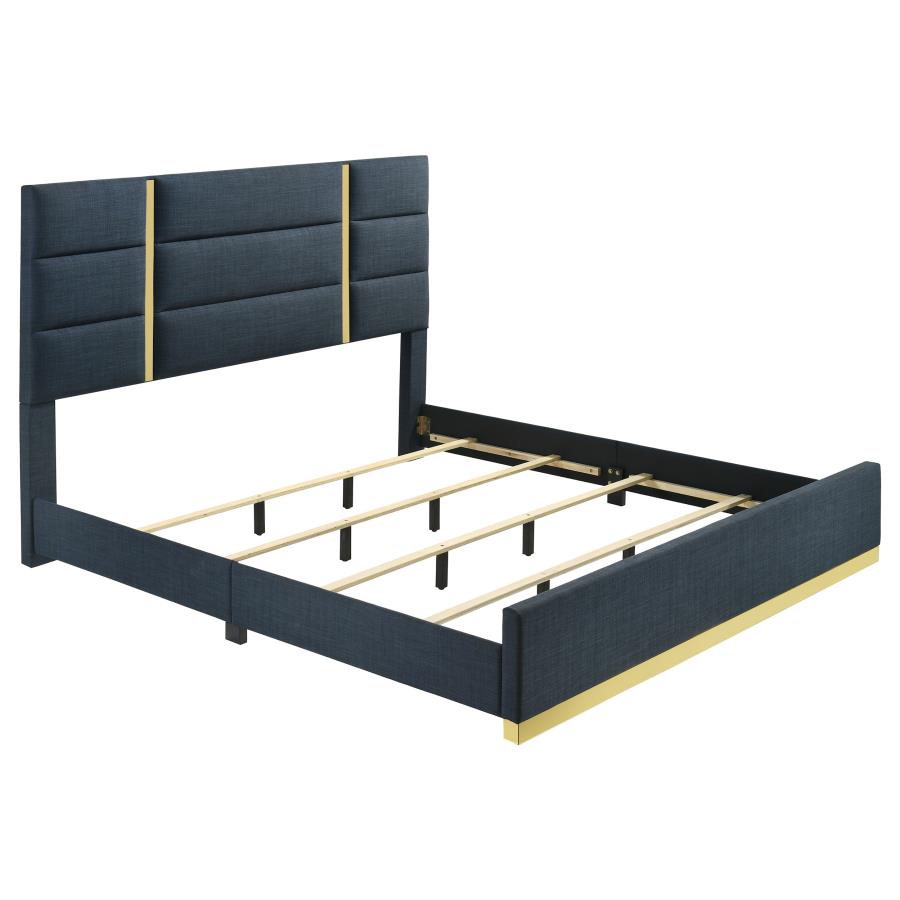 Ines 5-piece Eastern King Bedroom Set Navy and White High Gloss view 3