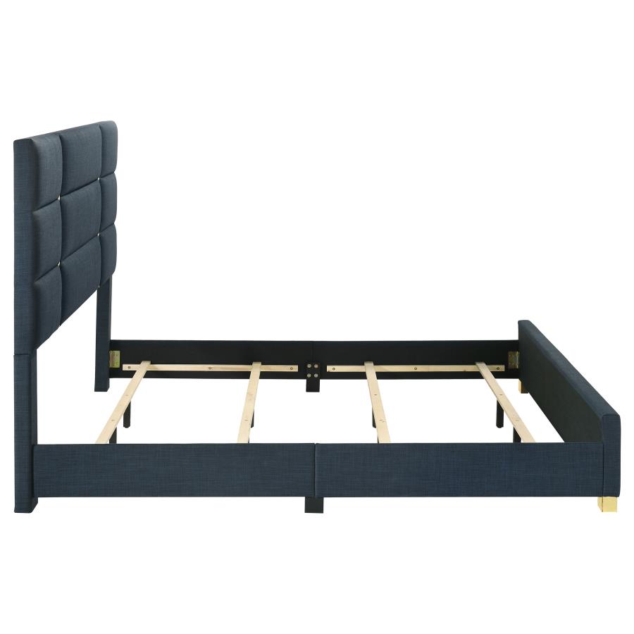 Ines 56-inch Fabric Upholstered Eastern King Panel Bed Navy view 6