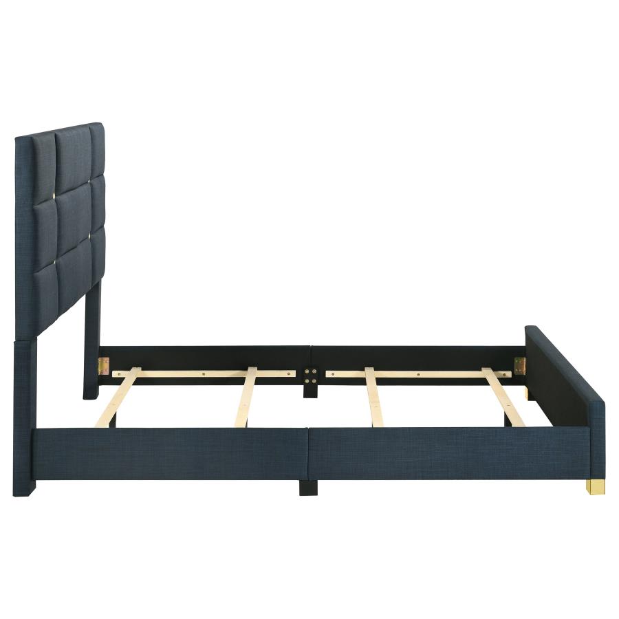 Ines 56-inch Fabric Upholstered Queen Panel Bed Navy view 6