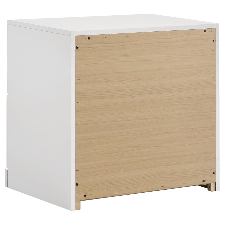Ines 2-drawer Nightstand Bedside Table White High Gloss view 4