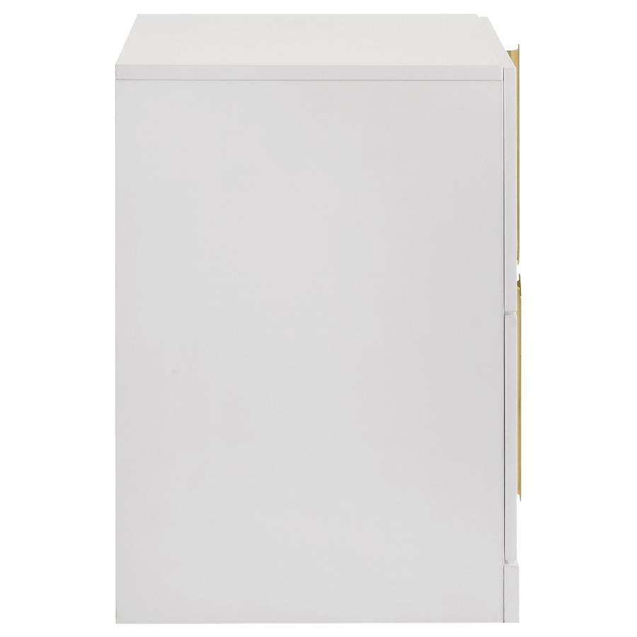 Ines 2-drawer Nightstand Bedside Table White High Gloss view 6