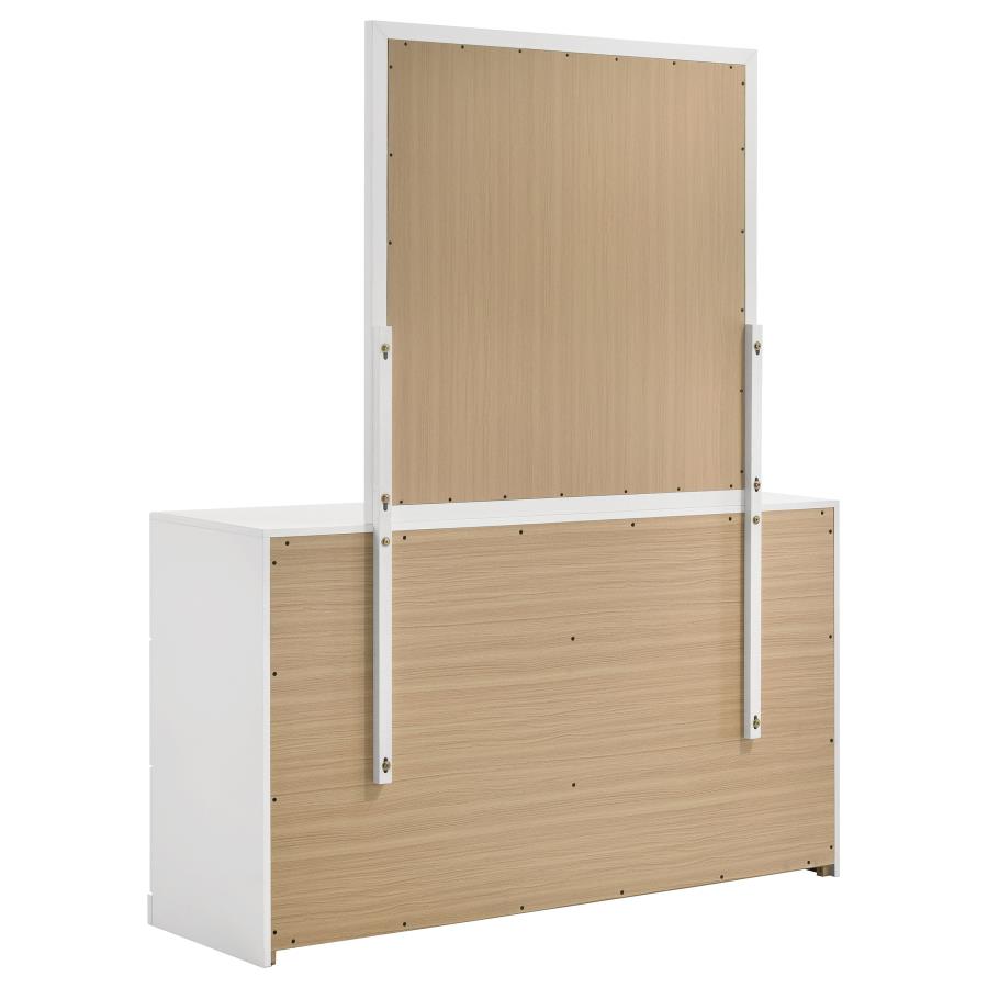 Ines 6-drawer Bedroom Dresser with Mirror White High Gloss view 4
