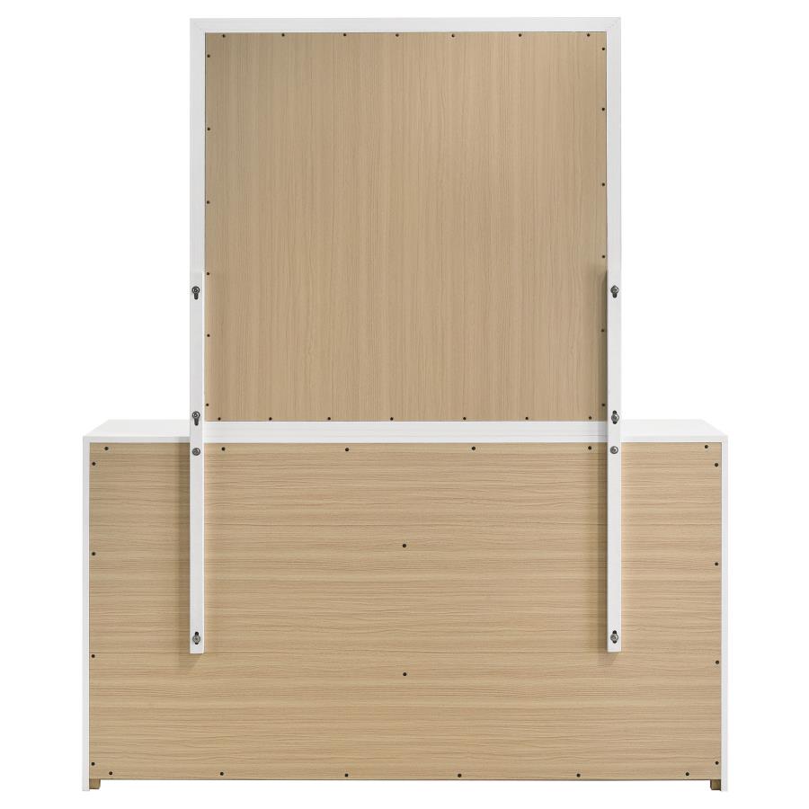 Ines 6-drawer Bedroom Dresser with Mirror White High Gloss view 5