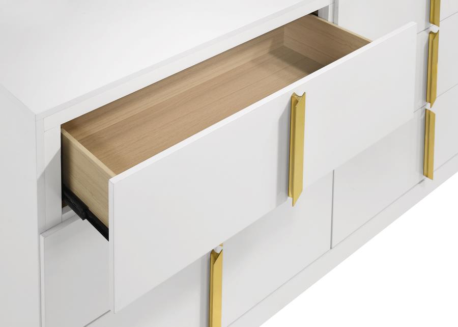 Ines 6-drawer Bedroom Dresser Cabinet White High Gloss view 7