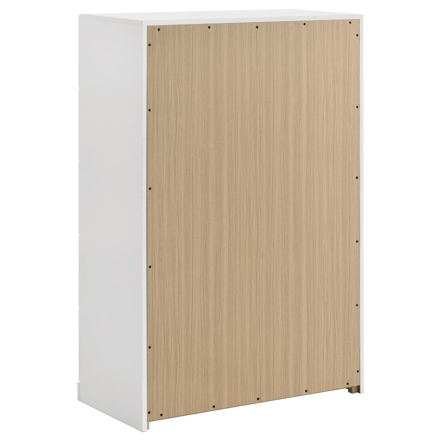 Ines 5-drawer Bedroom Chest of Drawers White High Gloss view 4