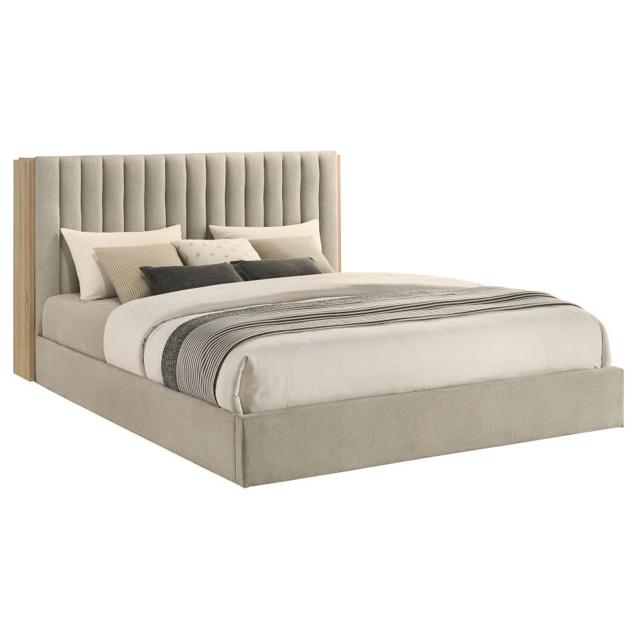 Arielle Eastern King Bookcase Panel Storage Bed Light Oak view 4