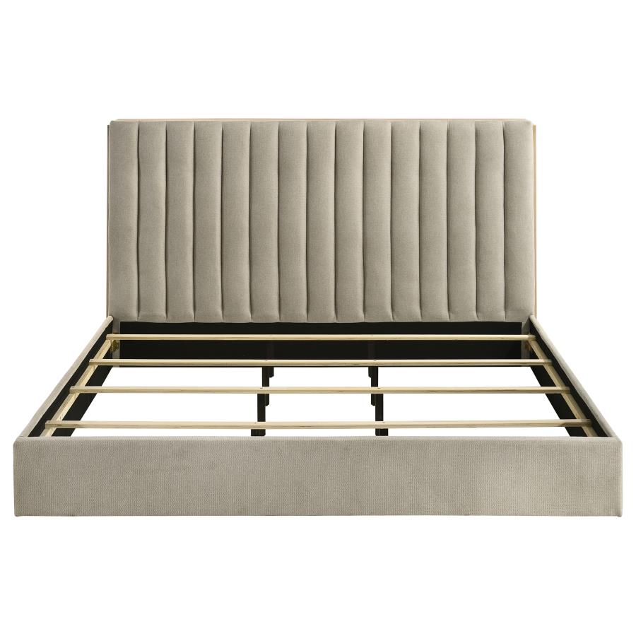Arielle Eastern King Bookcase Panel Storage Bed Light Oak view 6