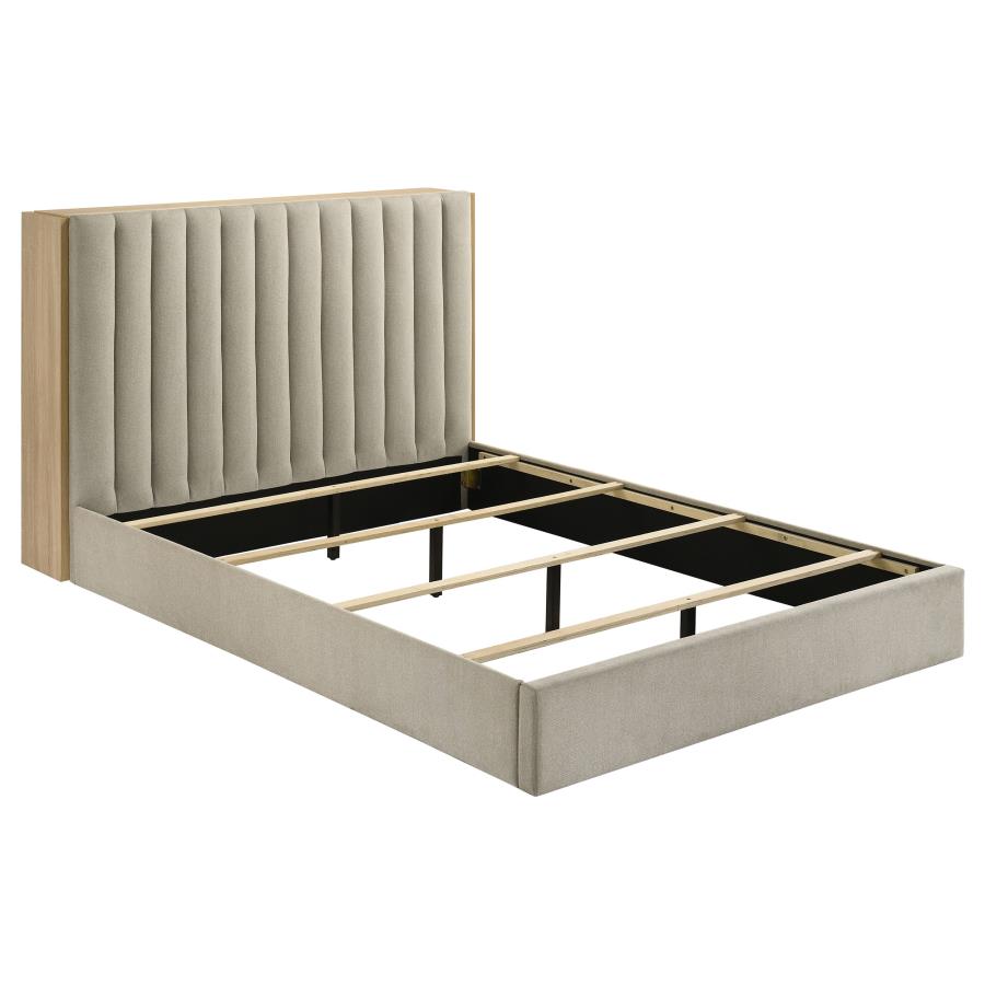 Arielle Queen Bookcase Panel Storage Bed Light Oak view 4