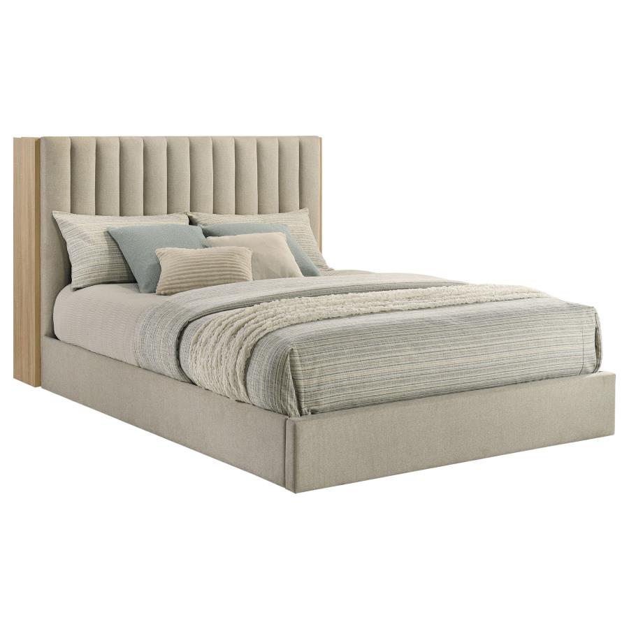 Arielle Queen Bookcase Panel Storage Bed Light Oak view 5