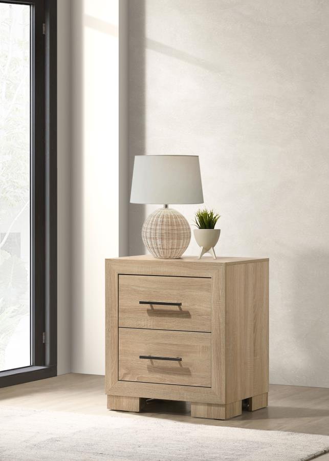 Arielle 2-drawer Bedroom Nightstand with Casters Light Oak view 2