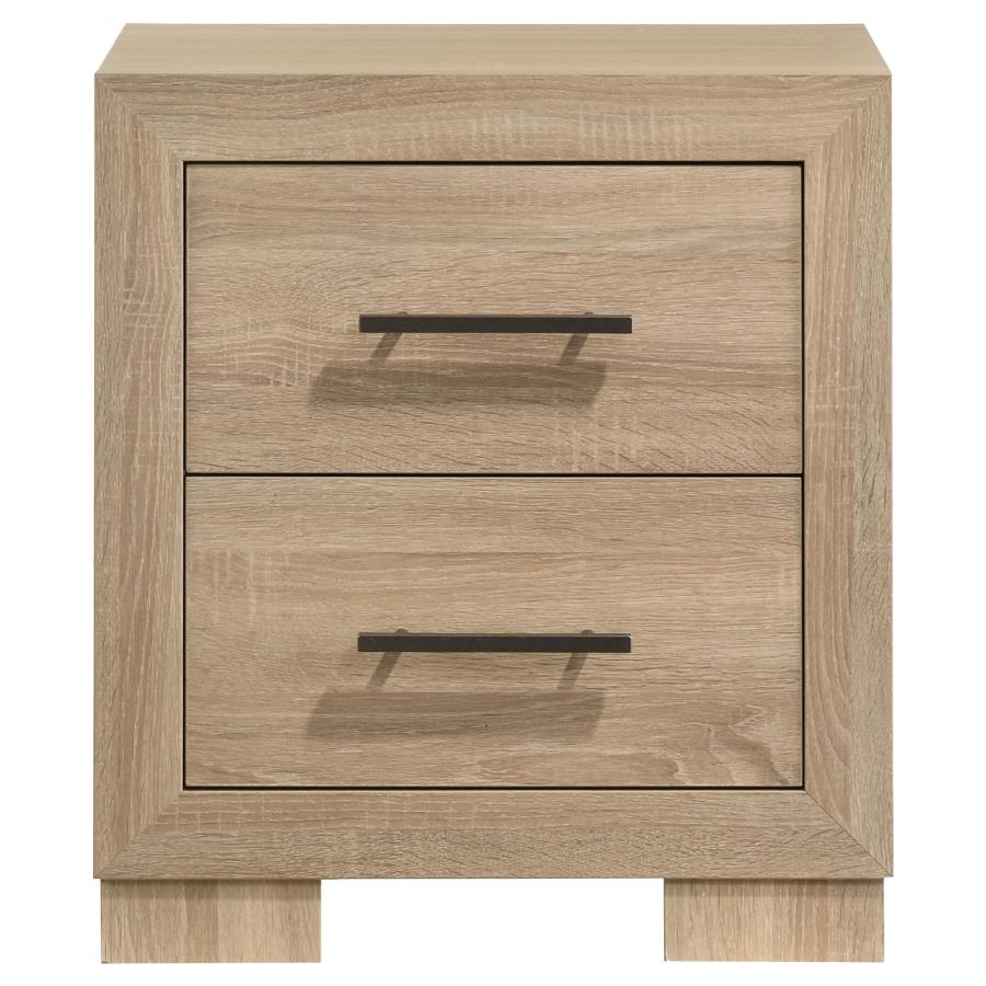 Arielle 2-drawer Bedroom Nightstand with Casters Light Oak view 3