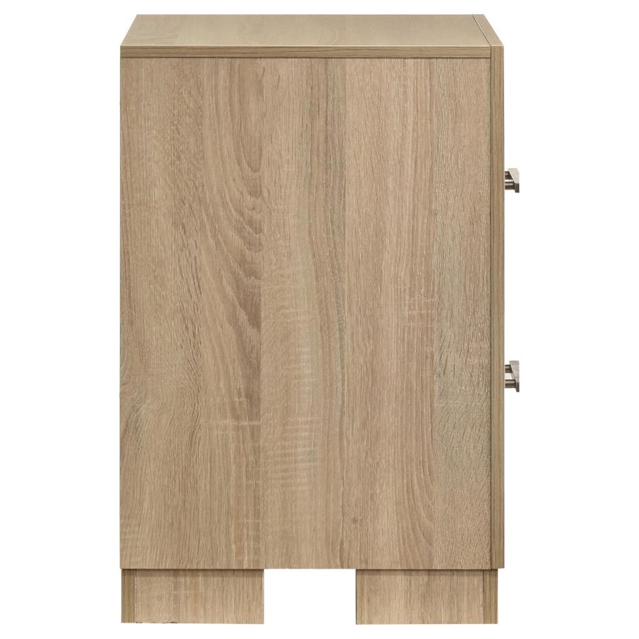 Arielle 2-drawer Bedroom Nightstand with Casters Light Oak view 6