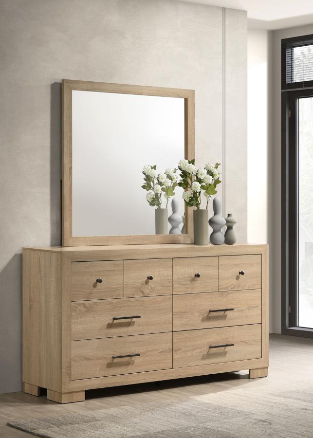 Arielle 6-drawer Bedroom Dresser with Mirror Light Oak view 2