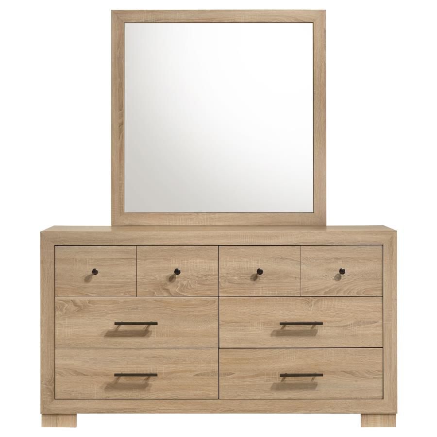 Arielle 6-drawer Bedroom Dresser with Mirror Light Oak view 3