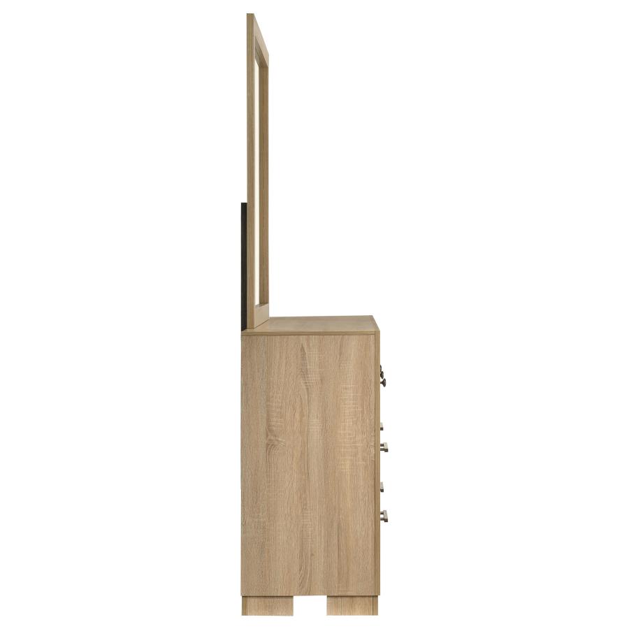 Arielle 6-drawer Bedroom Dresser with Mirror Light Oak view 6