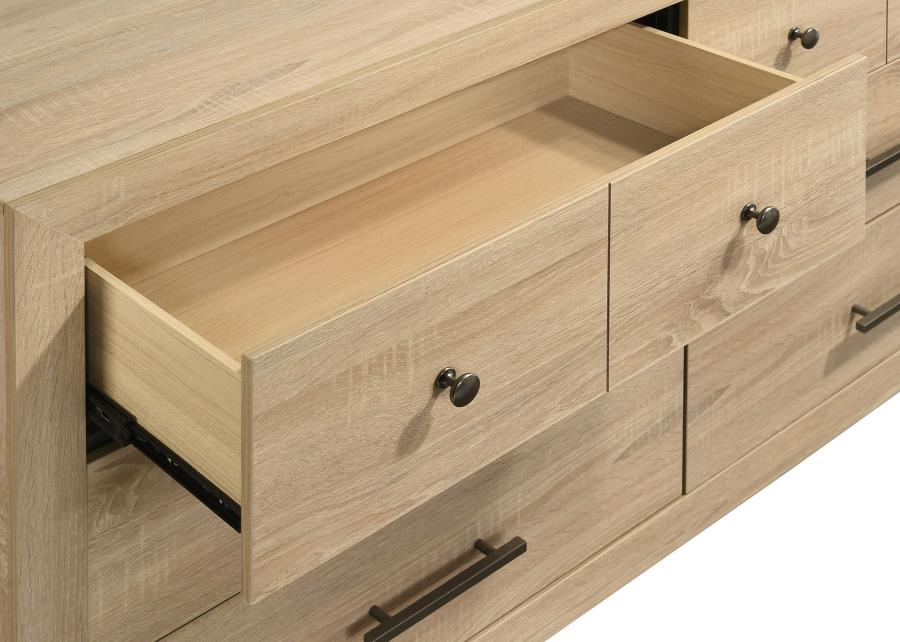 Arielle 6-drawer Bedroom Dresser with Mirror Light Oak view 7
