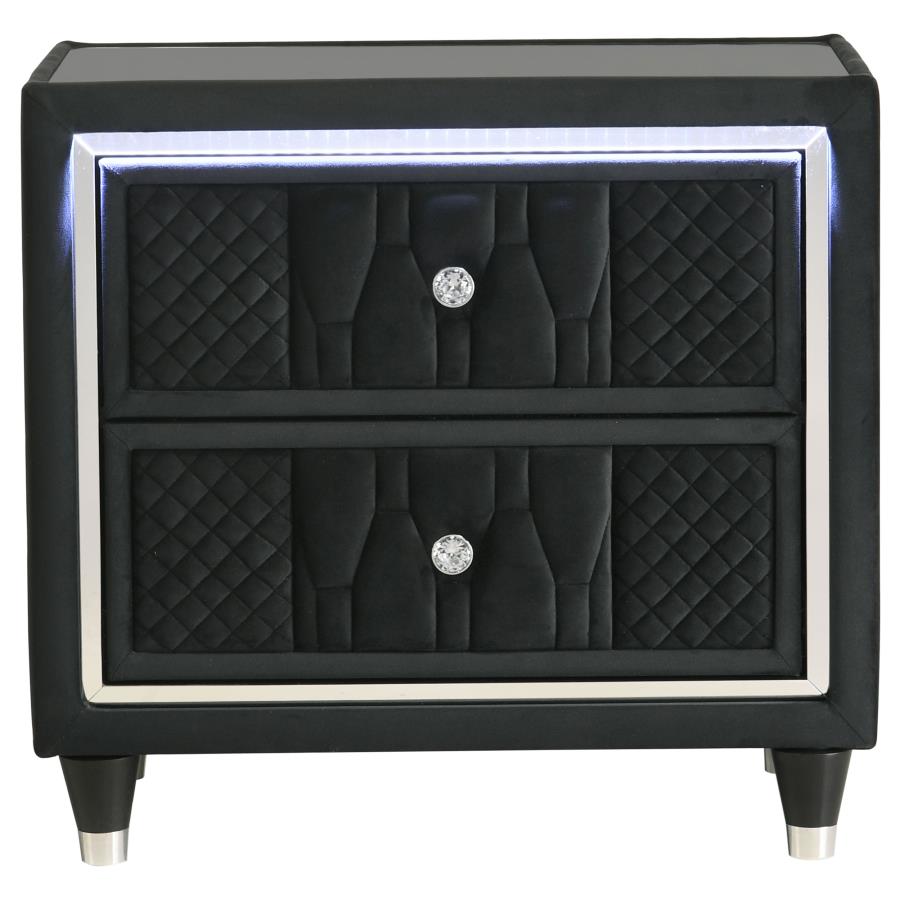 Lorient 2-drawer LED Nightstand with USB Black view 3