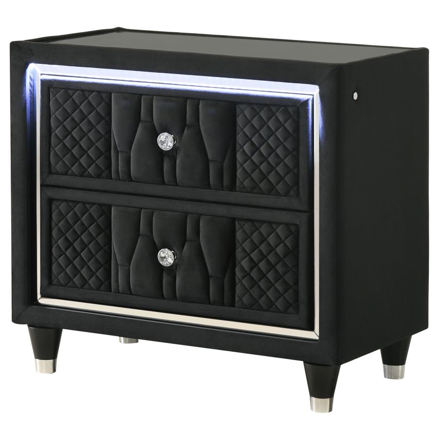 Lorient 2-drawer LED Nightstand with USB Black view 4