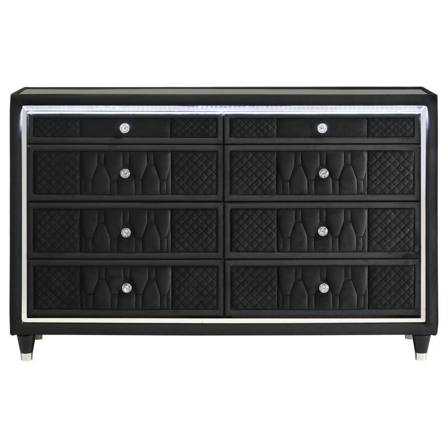 Lorient 8-drawer LED Bedroom Dresser Cabinet Black view 3