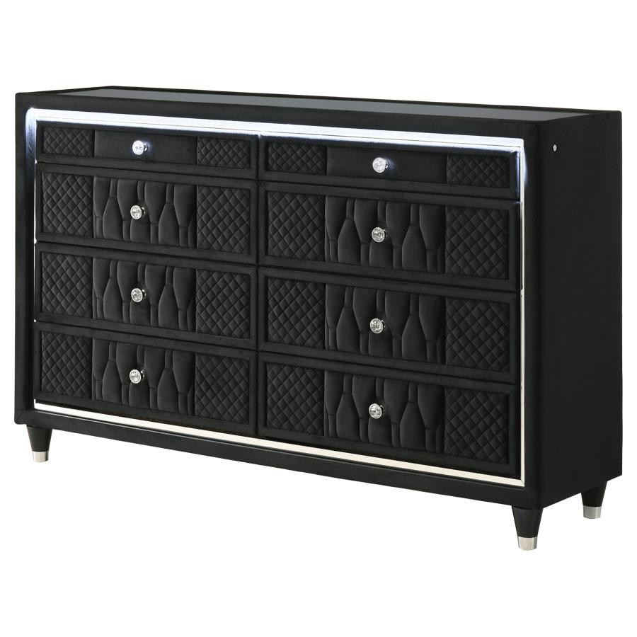 Lorient 8-drawer LED Bedroom Dresser Cabinet Black view 4