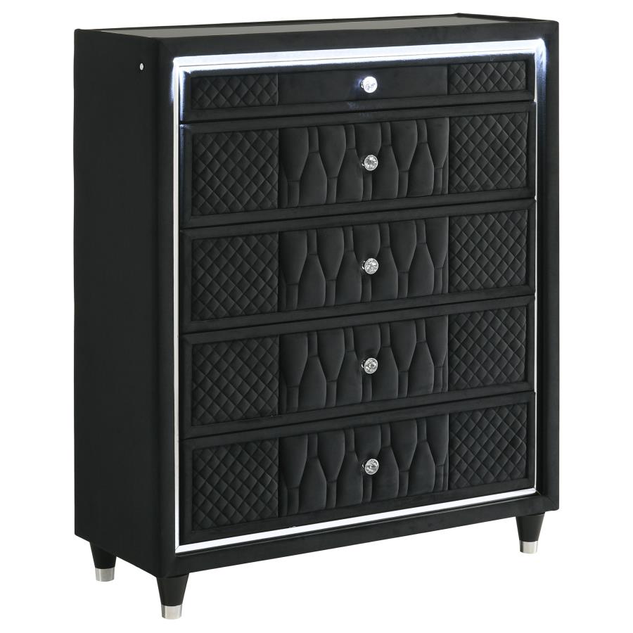 Lorient 5-drawer LED Chest of Drawers Black